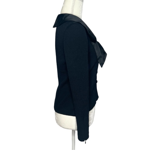 St. John Evening silk collar cardigan black size 2 vintage - Picture 4 of 7